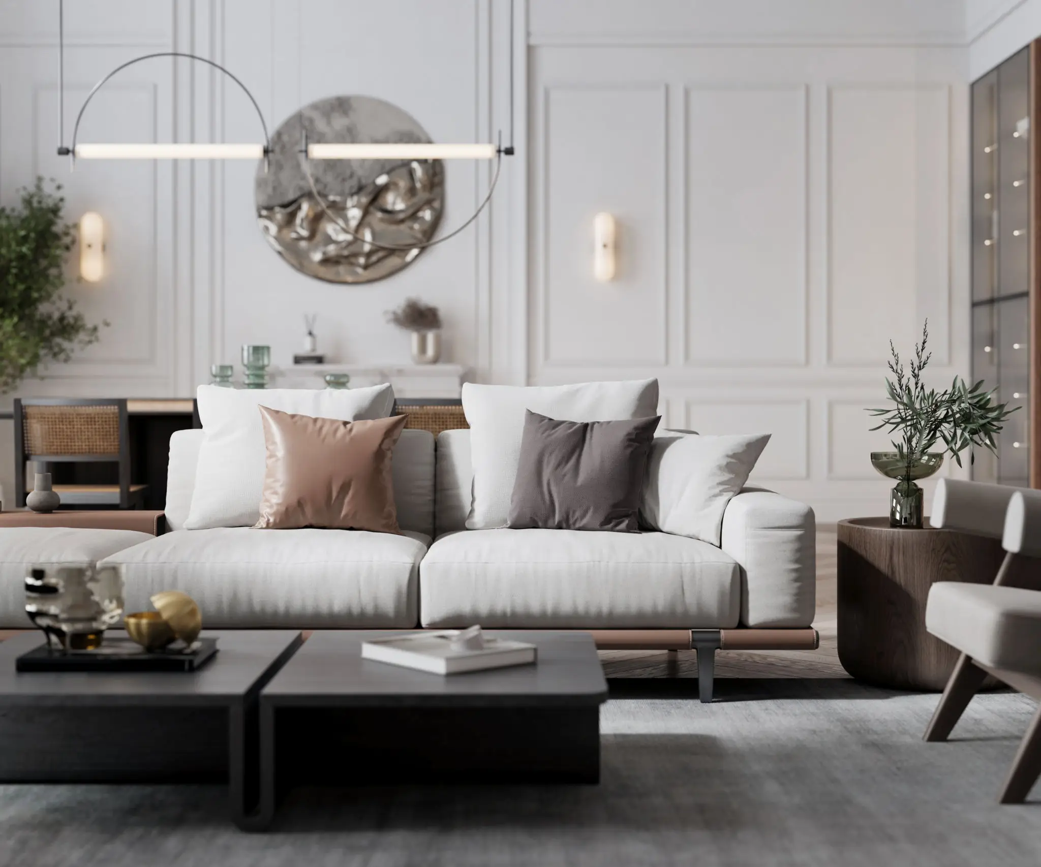 Contemporary interior design with stylish furniture