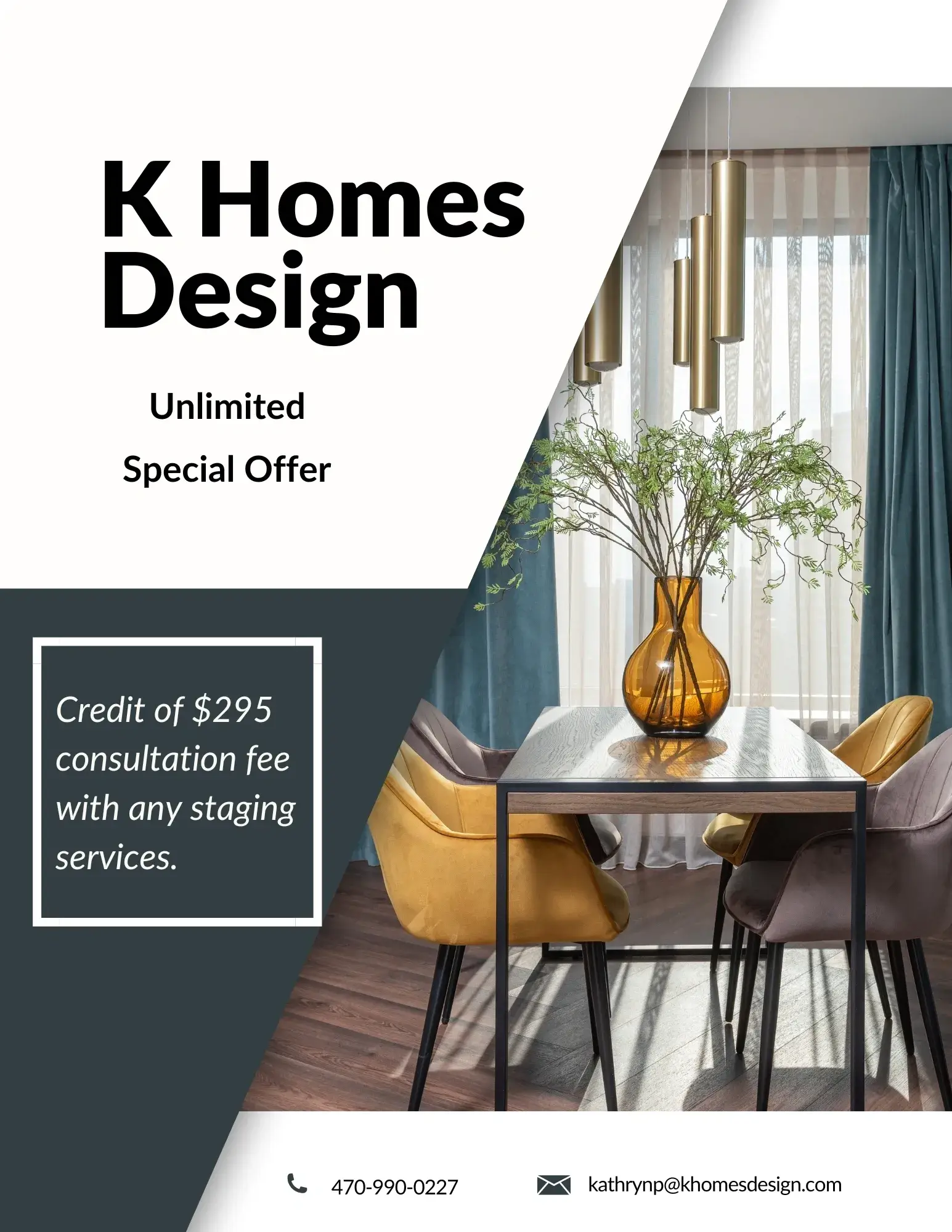 Home staging special offer with consultation credit.